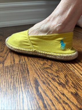 Polo by Ralph Lauren Yellow Canvas Espadrilles with Teal Pony